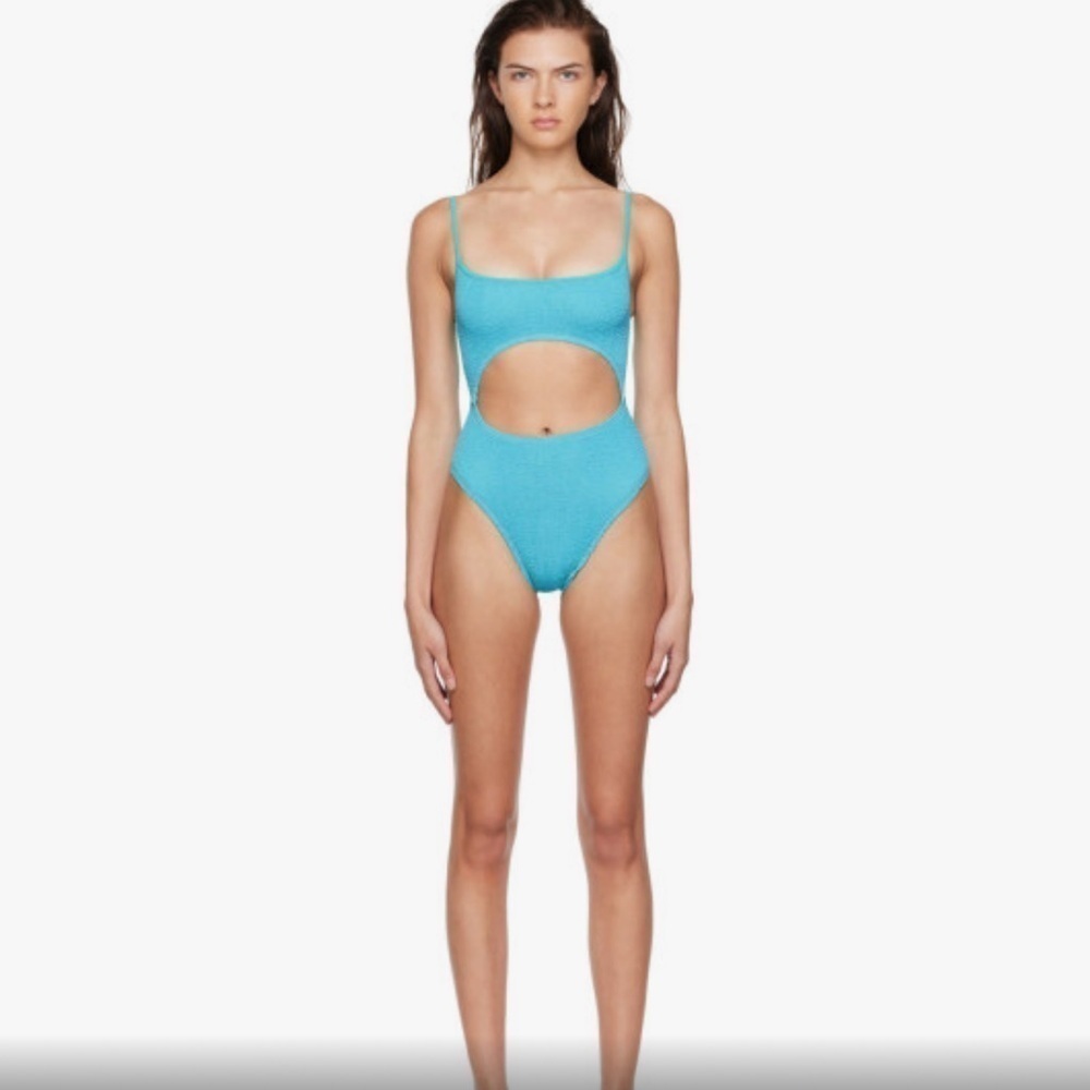 Bond Eye Strap Mishy one piece swimsuit teal blue one size cut out